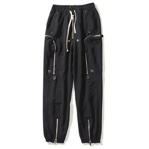 Multi-pockets Black tech fabric pants